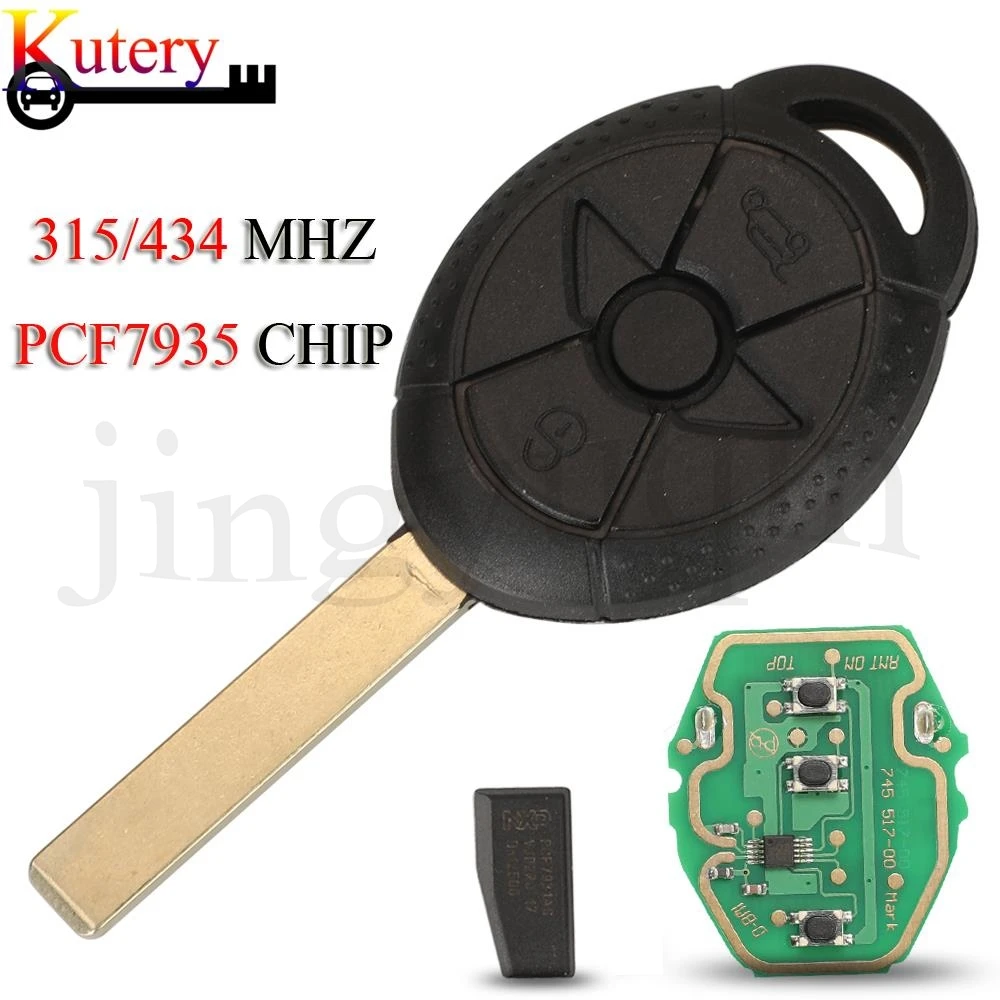 

jingyuqin EWS System Remote Car Key For Old BMW Mini Cooper S R50 R53 315/433MHZ PCF735 Chip 2Buttons With HU92 Blade