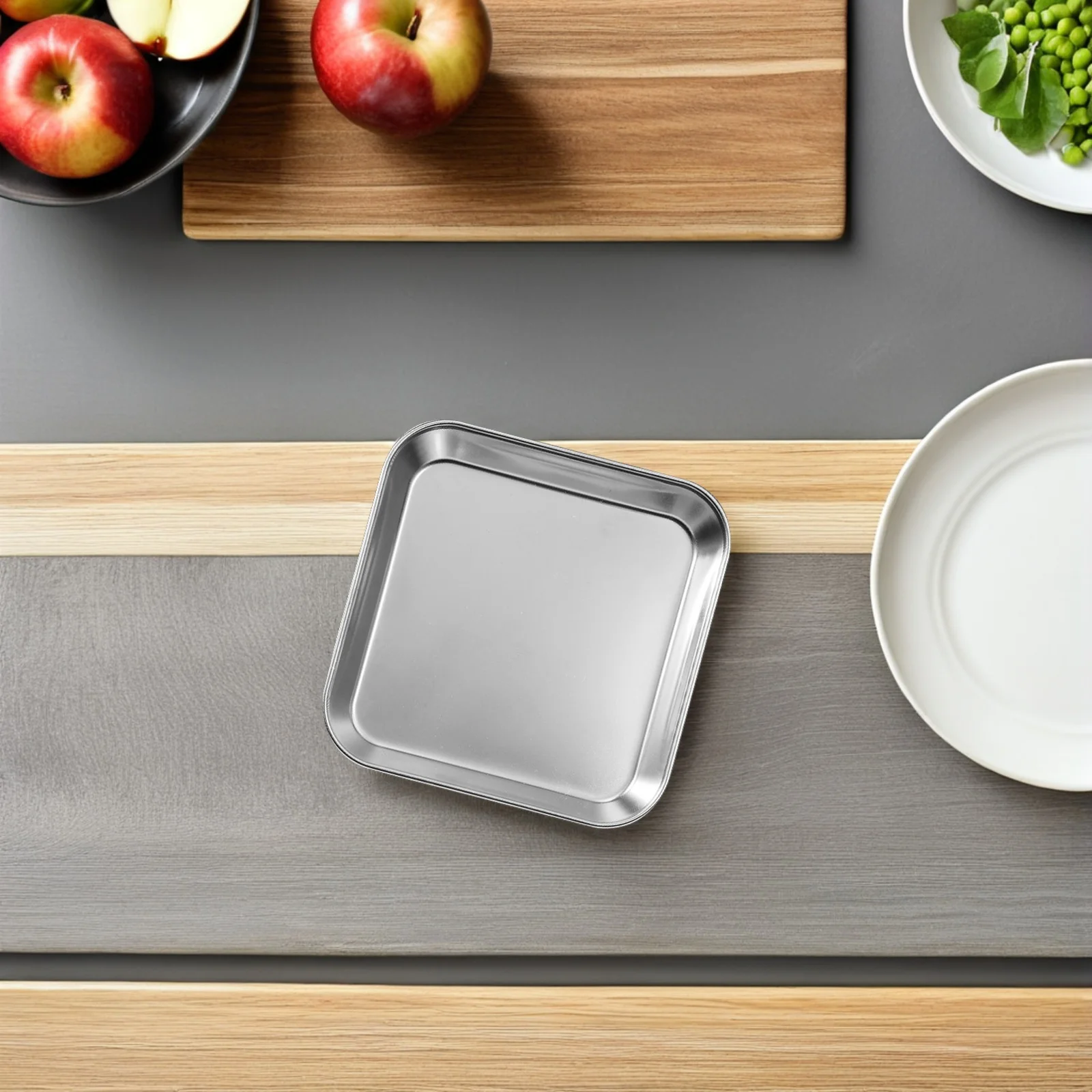 

Nordic Stainless Steel Dinner Plate Unbreakable Serve Section Plates for Adults