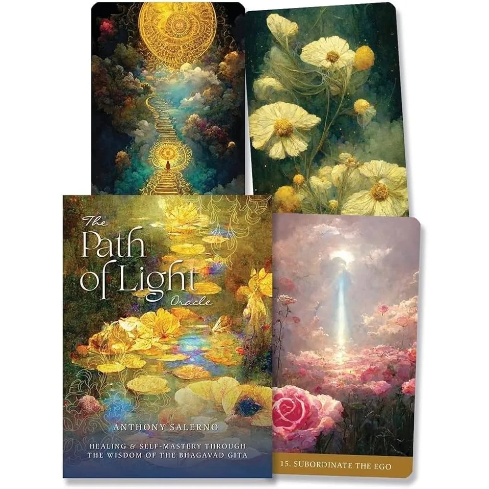 10.4*7.3cm The Path of Light Oracle: Healing & Self-Mastery Through The Wisdom of The Bhagavad Gita 39 Pcs Cards