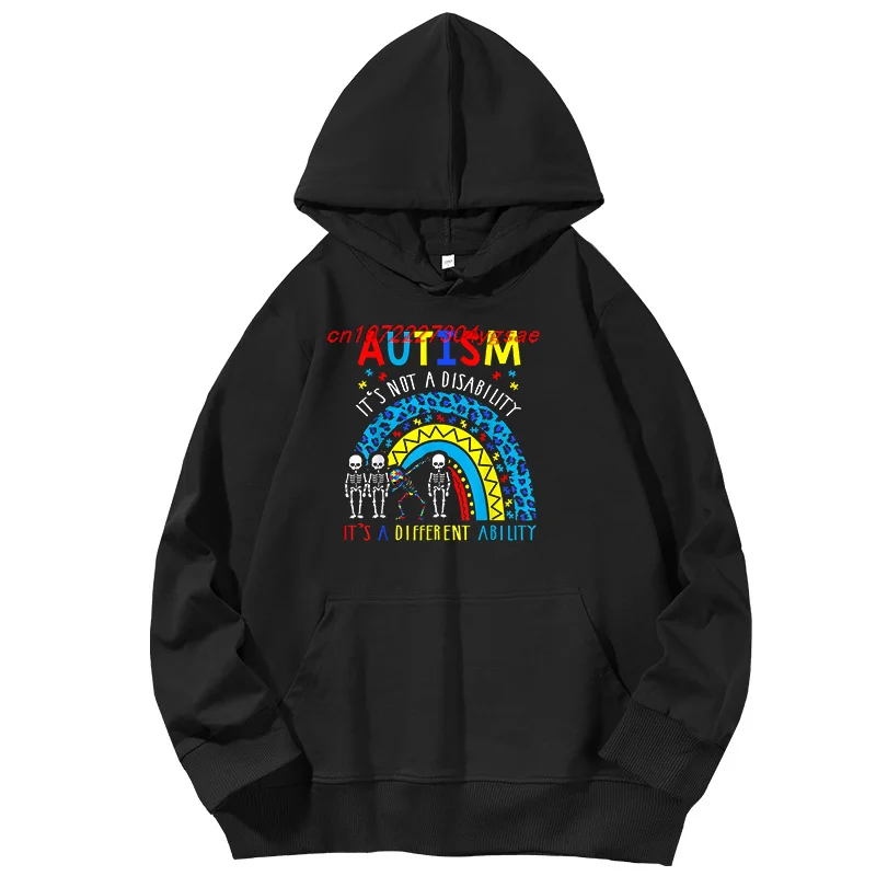 Rainbow Autism Its Not A Disability It's A Different Ability Printed Sweater Fashion New In Hoodies & Sweatshirts Men's Hoodies