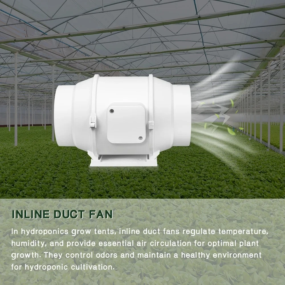 KCvents 4/6/8inch Ventilation Fan Exhaust  Inline Duct  AC Fresh Air  2nd Speed Control Suitable for Greenhouses Homes