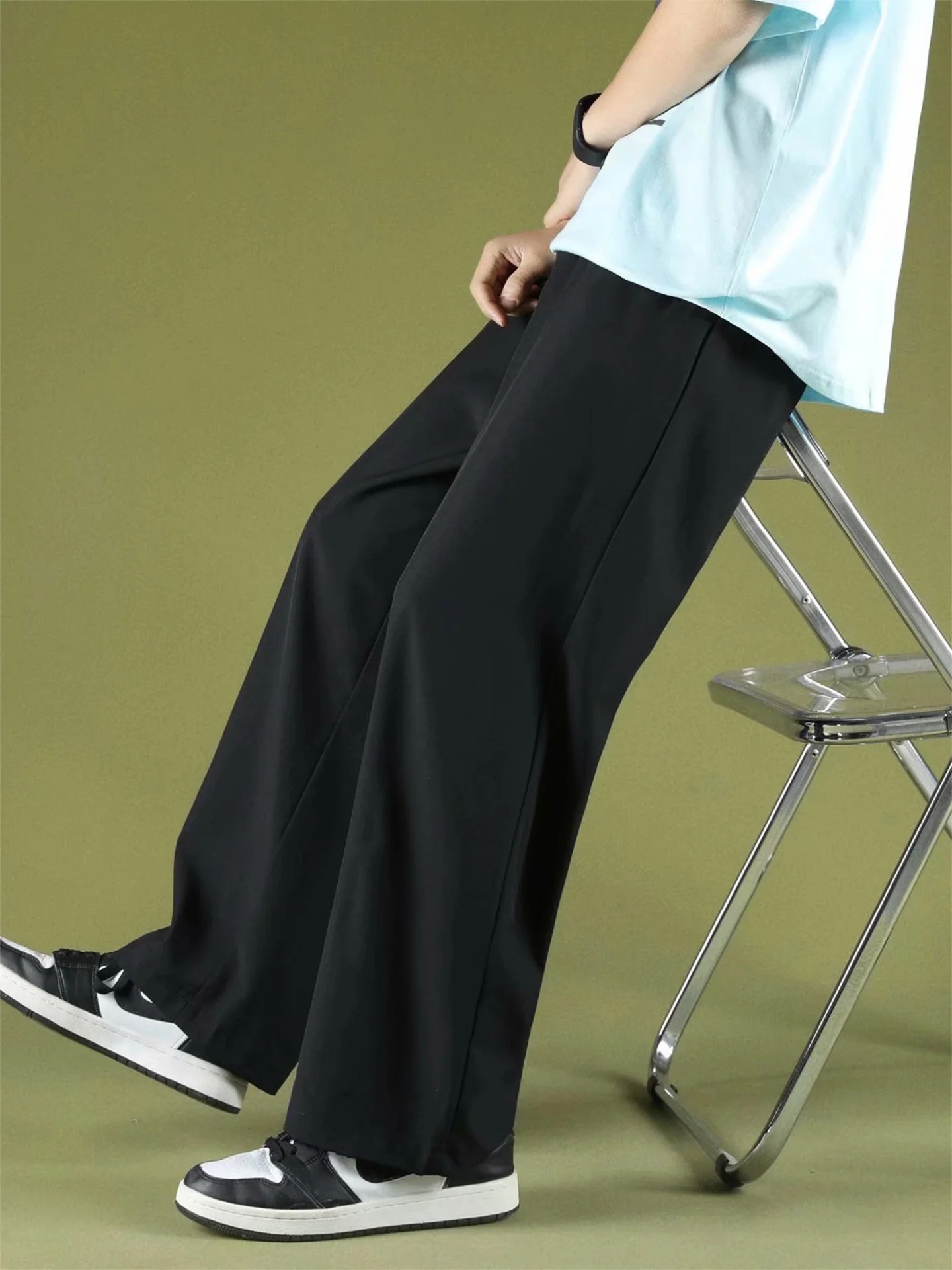 

Ice Silk Men's Summer Thin Sport Quick Dry Straight Leg Casual Long Pants Loose Comfortable Fashionable Youth Active Style