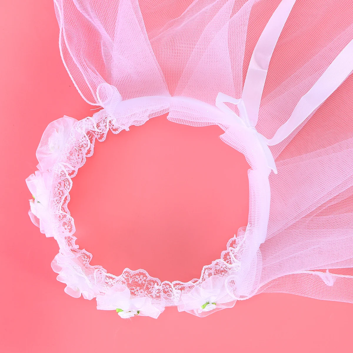 

Floral Wreath Wedding Veil Double Layer Lace Tulle Veil Lightweight Comfortable Hair Hoop for First Communion Ball Evening