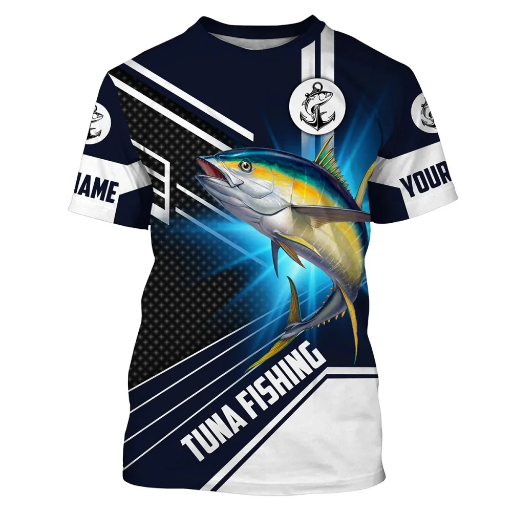 Summer Clothing Name - Herren-T-Shirt mit Thunfisch-Marlin-3D-Druck, lässiges Kurzarmshirt mit