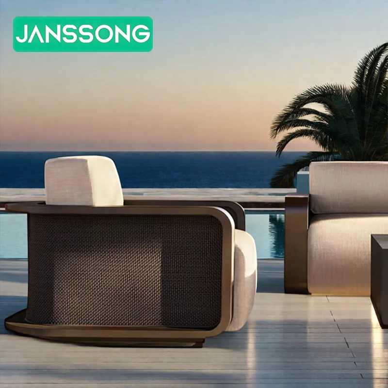 

Элитный комплект садовой мебели для отелей: уличный диван из алюминия, мебель для вилл и курортов, современный, прочный, водонепроницаемый набор для патио