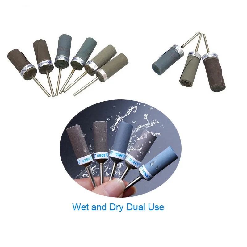 10 Pieces Cylinder Sandpaper Rod with 2.35 Mandrel Electric Grinding Head Polishing Wheel 180 to 7000 Grit Jewelry Tools