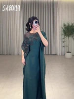 Charmante robe de soirée musulmane à col rond, caftan brodé chic, droite, offre spéciale, robe de bal pour femmes, magnifique tenue de Cocktail arabe 1