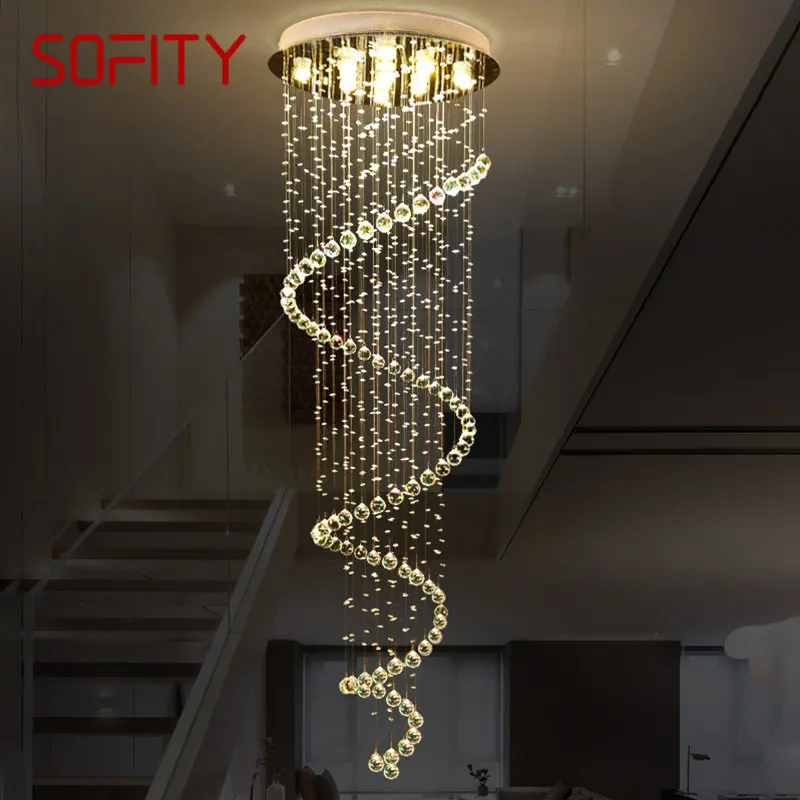 

SOFITY Modern Crystal Pendant Lamps LED Creative Luxury Chandelier Light for Home Living Dining Room Villa Staircase