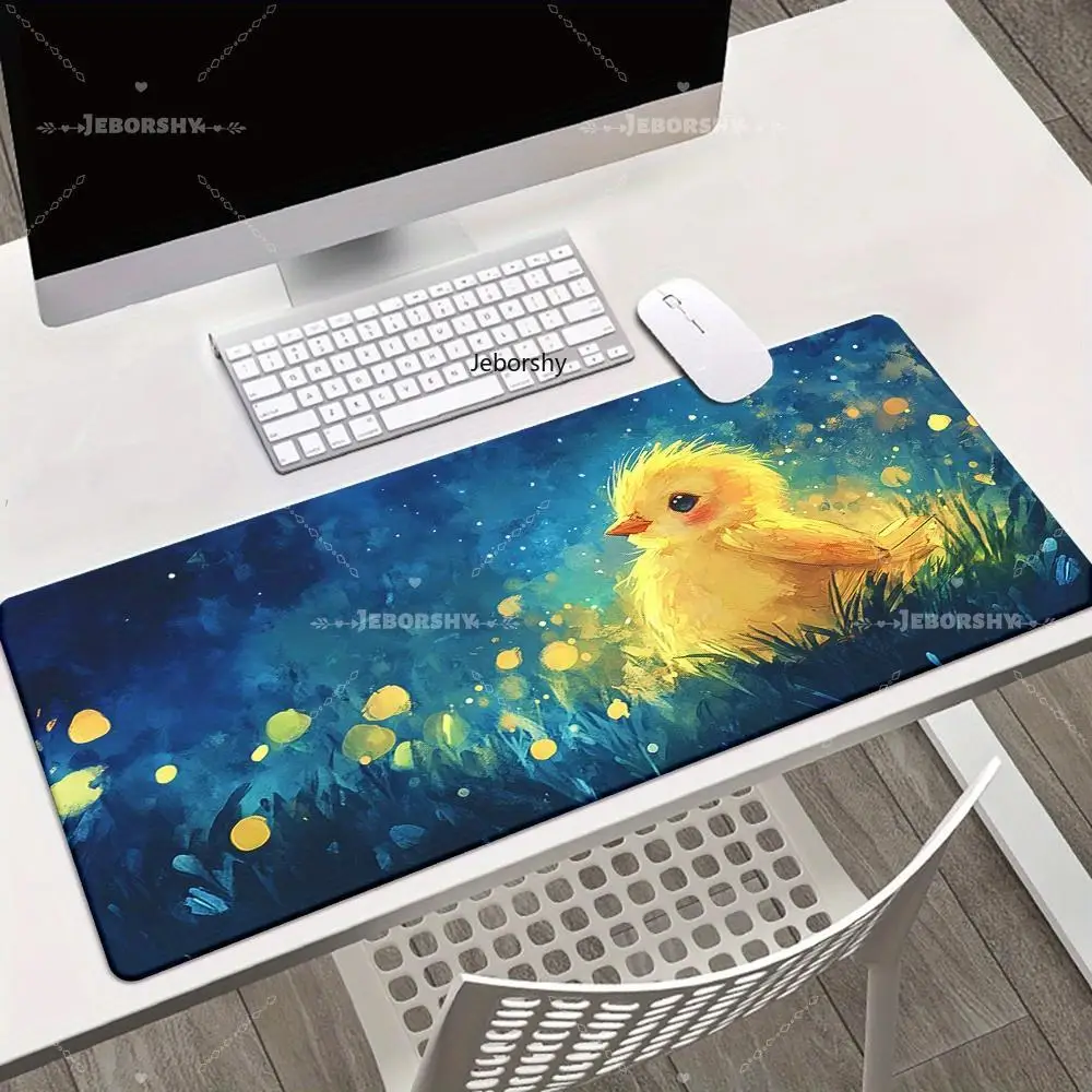 

Cute Yellow Chick Watercolor Large Desk Mat Non Slip Gaming Mouse Pad for Office