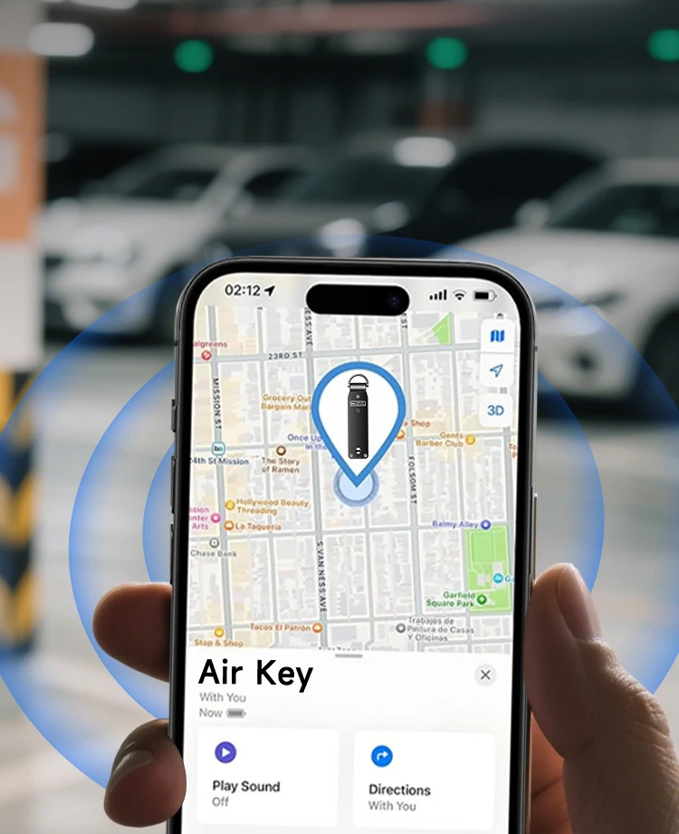 Integrierte AirTag-Chips, Fassungsvermögen für 2-3 Schlüssel, Autoschlüsselanhänger mit GPS-Tracker, Schlüssel-Finder, Schlüsselhalter für Männer und Frauen, (nur für iOS) – Detail 7