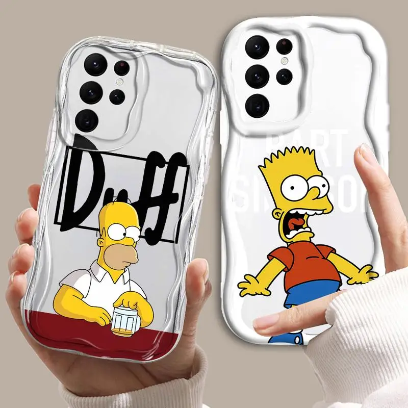 Creamy Texture Case for Samsung Galaxy S23 S24 Ultra S20 FE S21 Plus Shockproof Phone Cover Silicone Funda Disney Homer Simpsons