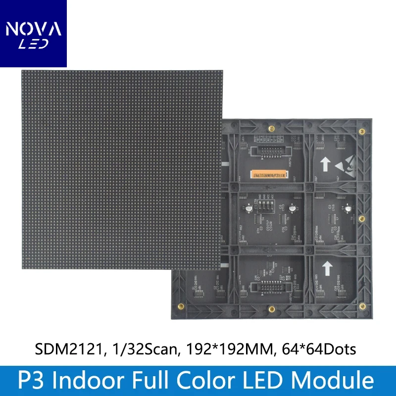 

P3 Indoor Full Color LED Display Module 64 x 64 Dot Matrix 192mm*192mm SMD RGB P3 LED Panel Module