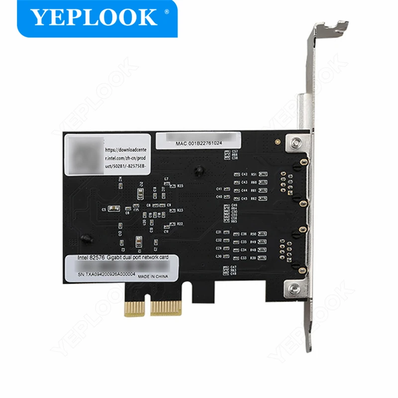 Carte réseau Ethernet Lan pour serveur de bureau PC, adaptateur pour jeu de puces Intel 100, PCIe x1 touriste RJ45, 10/1000/82575/82576 Mbps Gigabit