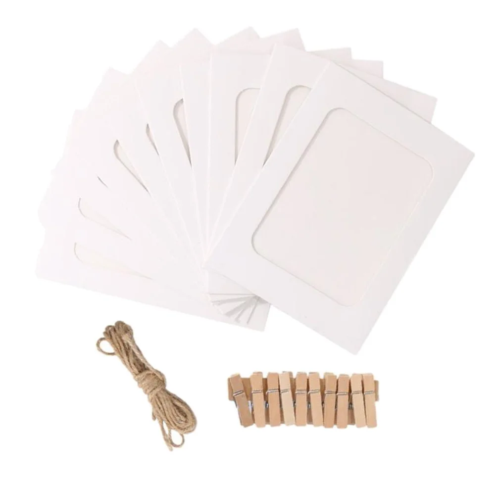

10 Pcs DIY Picture Frame Paper Craft Photo Frames Hooks for Ornaments with Clips