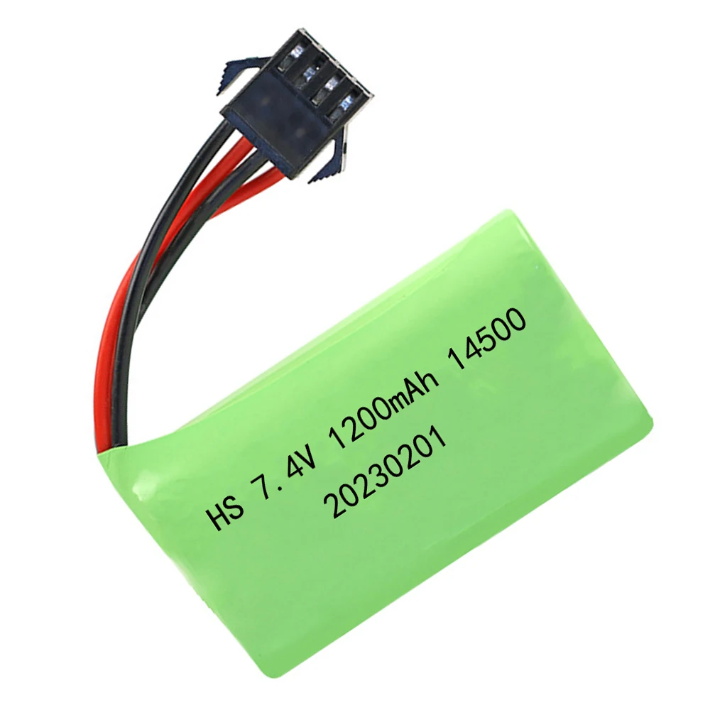 Batería de iones de litio de 7,4 V y 1200mAh, baterías 14500 para helicóptero con control remoto, cuadricóptero, coche teledirigido, camión, piezas de juguetes con enchufe de SM-4P