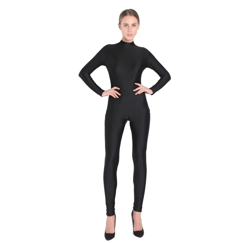 Free shipping black dance wear Zentai Full Body Skin Suit Catsuit customs crotch zipper party costums tailor made for plus size