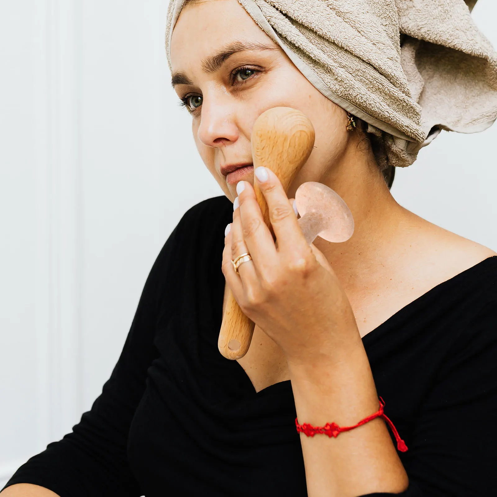 Piedra de masaje Facial con cabeza de seta, herramienta Guasha Natural para cara, cuello, piel, reafirmante, circulación, herramienta de escultura Facial para mujeres