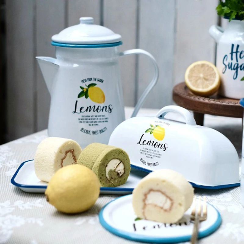 Menschy Origin Enamel Lemon Mug Butter Plate Dessert Dish 3D Decoration Hanging Painting Garden  Small Commodities Mug