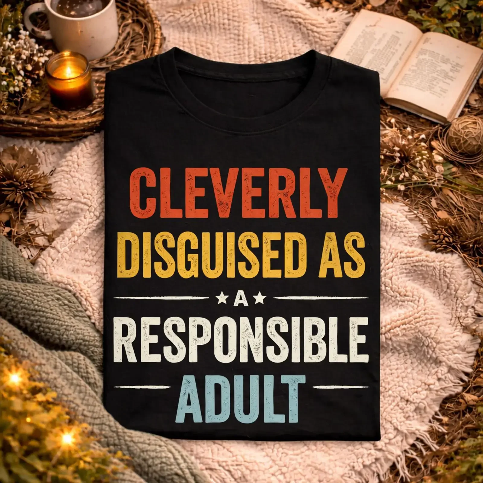 Cleverly Disguised As A Responsible Adult Funny Saying T Shirt Sarcasm Humor For  vintage Washed homme Comfortable Slightly