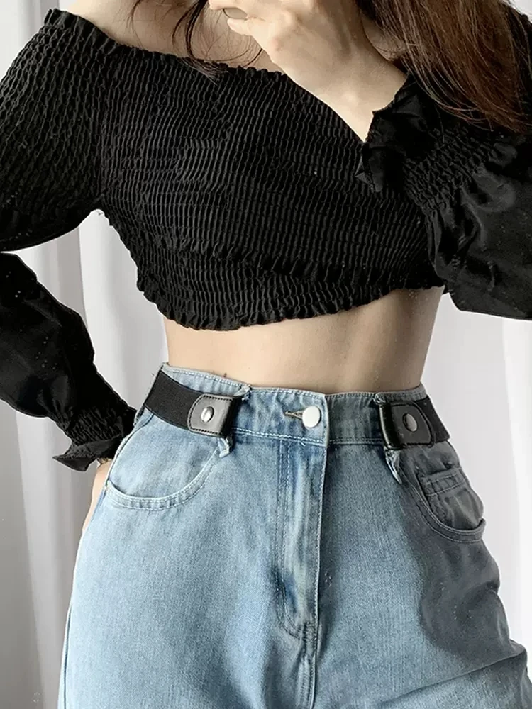 

New Adjustable Waist Band Invisible Belt First layer cowhide Belt Buckle-Free Belts for Women Men Jean Pants Dress No Buckle