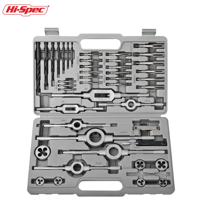 Hi-Spec 35/40PCS Tap and Die Set Metric Die for Metal Working Aggregate Screw Tap Thread Dies Essential Threading Hand Tools