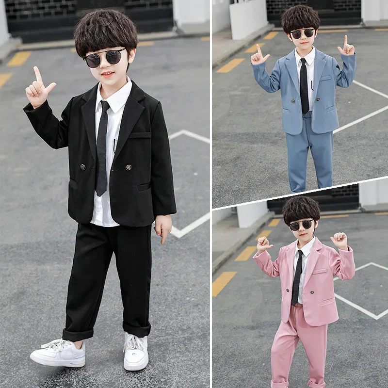 Infants Boys Suits Weddings Spring Autumn Casual Blazers Jacket Pants 2pcs Teenage School Uniform Piano Costume Kids Clothes
