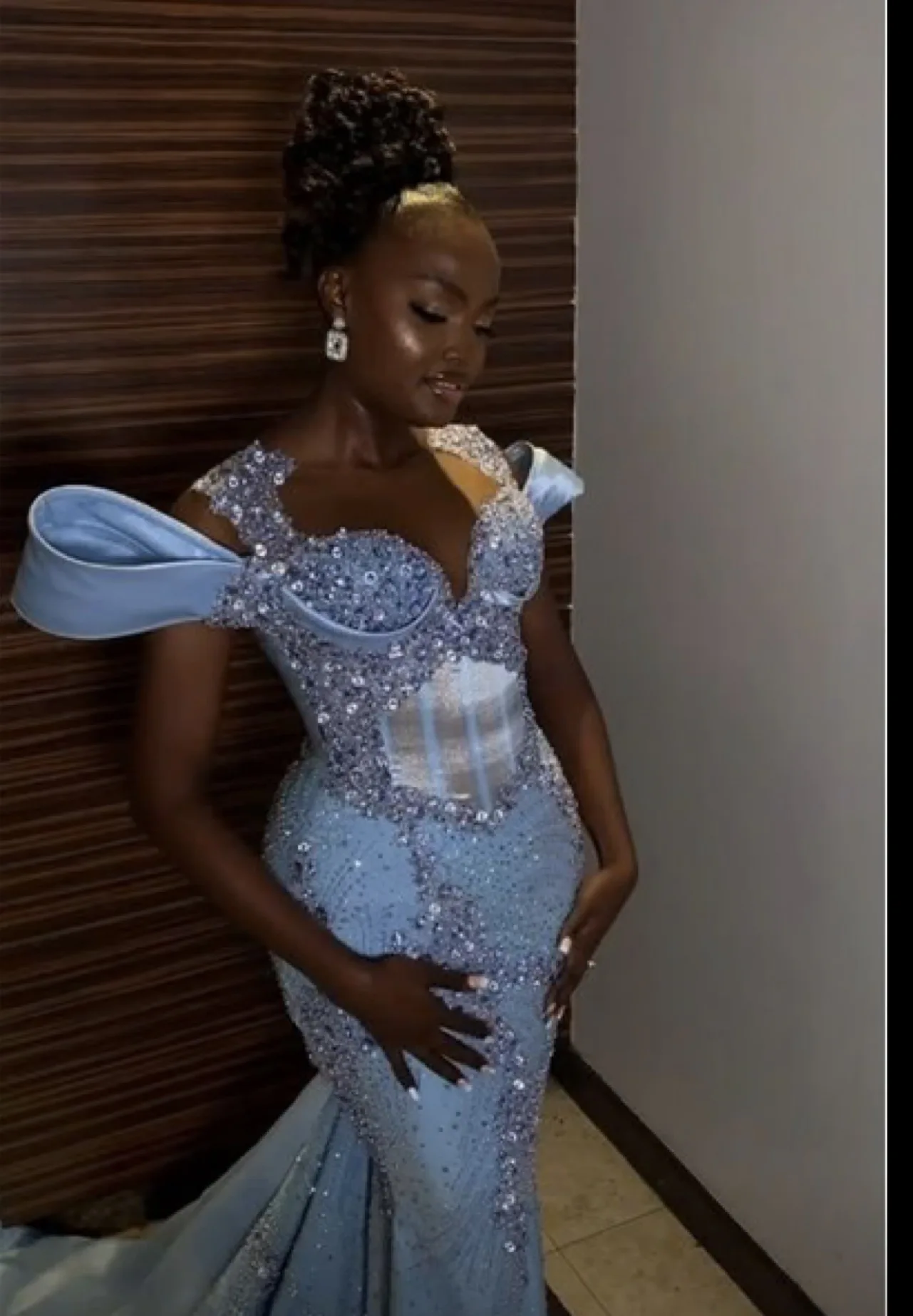 Black Girls White Long Mermaid Prom Dresses 2026 Luxury Diamond Rhinestone Evening Gown Birthday Party Gala Dress Customized image 2