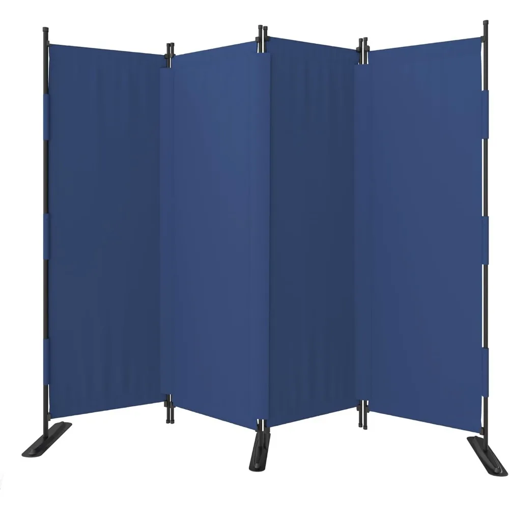 

4 Panel Upgraded Folding Privacy Screen, 88” Highly Secretive Separation with 3 Metal Feet, (Blue), Screens & Room Dividers
