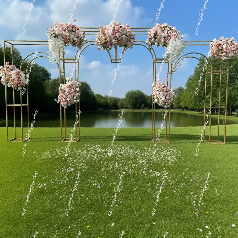 

3pcs)f30 Wedding Reception Venue Background Metal Stage Backdrop Wedding Metal Arch Round Backdrop Stand Decor