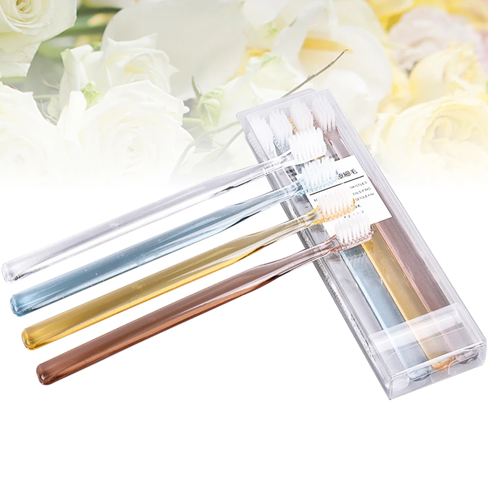 8 قطعة شعيرات رقيق كريستال مقبض شفاف مريح لينة الكبار فرشاة الأسنان للسفر المنزل العناية بالفم فرشاة الأسنان دعوى