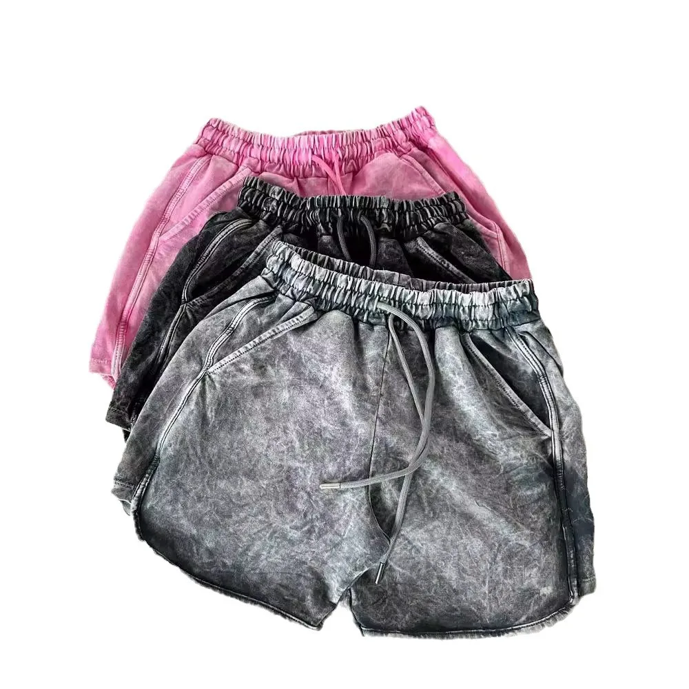 

Women Acid Wash Low Rise Shorts Vintage Casual Drawstring Pockets Sporty Pants Female Summer Basic Shorts