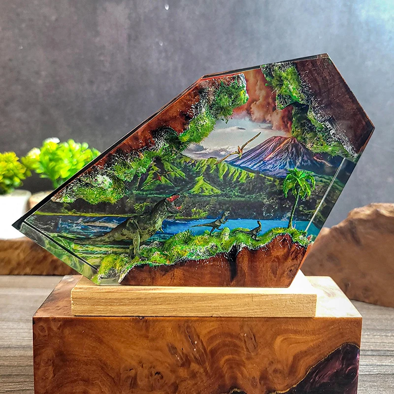 Table Resin Lamp Dinosaur Figure Colorful Night Light Customized Movie Scence Creative Artistic Desktop Home Decor USB Charge
