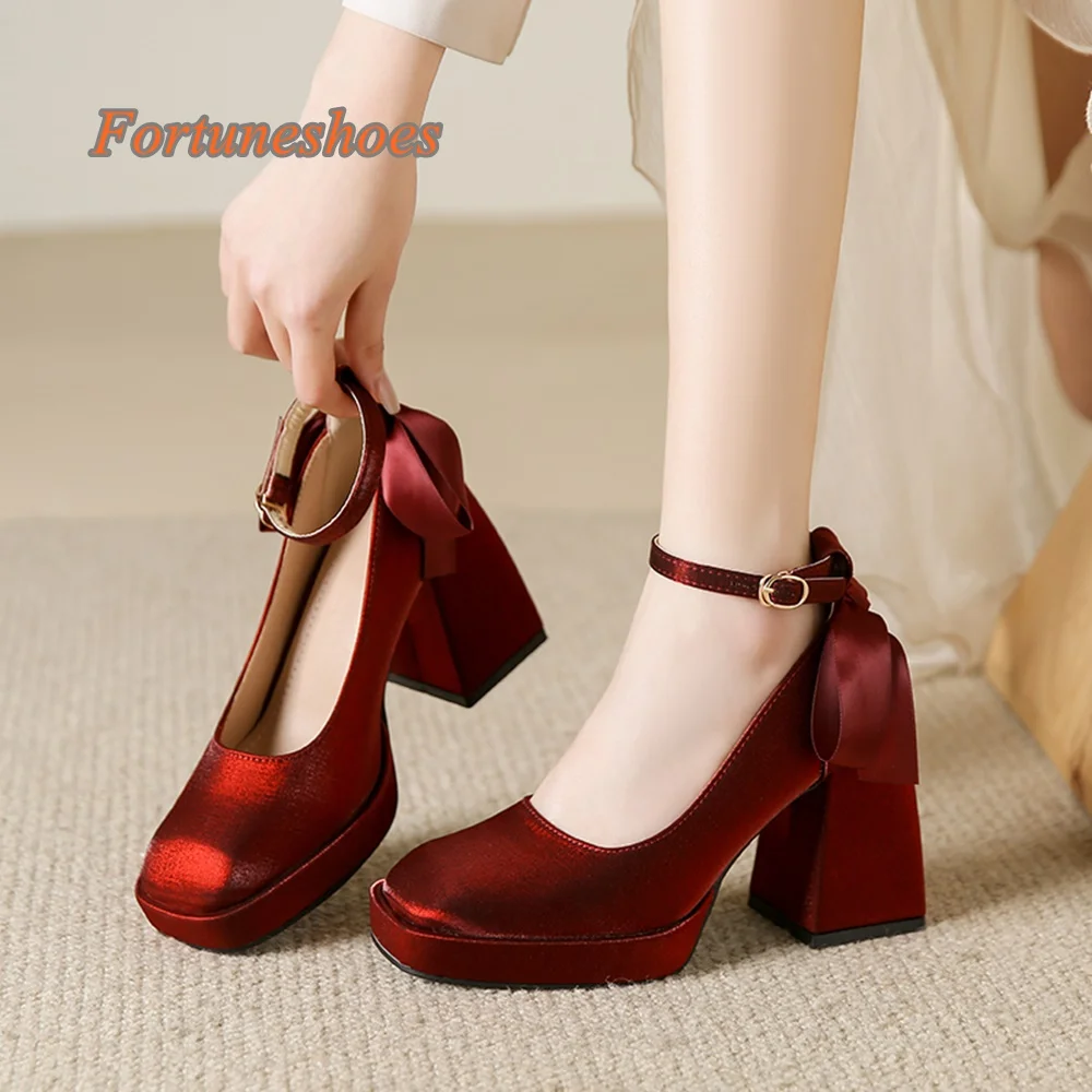 

2024 New Arrivals Fashion Women Pumps Chunky High Heel Pearl Autumn/spring Shoes Ankle Strap Square Toe Casual Runway Pumps