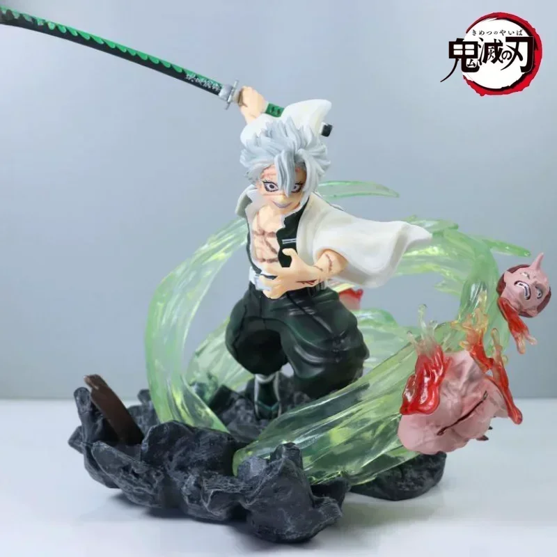 

23cm Demon Slayer Gk Shinazugawa Sanemi Battle Scene Glowing Kimetsu No Yaiba Pvc Action Figurine Decoration Collection Model