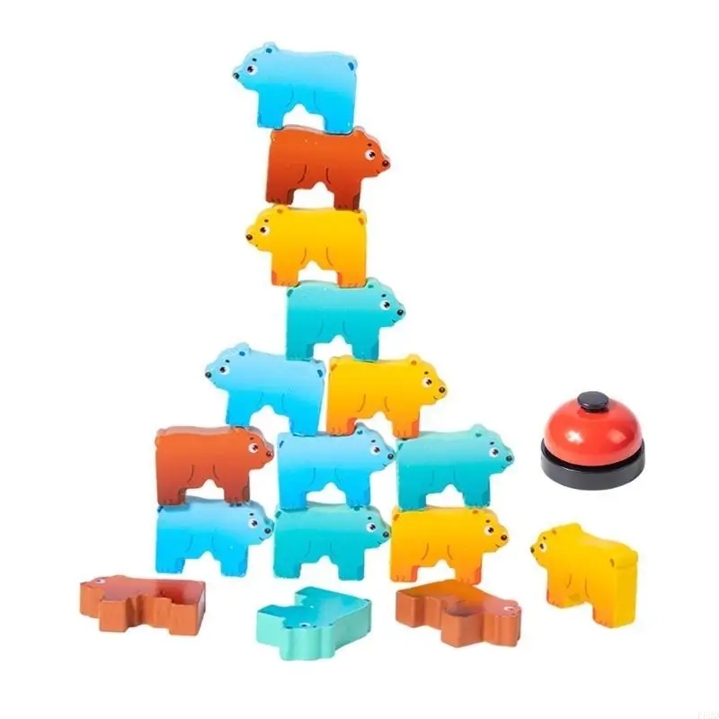 

F62D Stacking Blocks, Gifts for Kids Toddlers 1-3 Toy Bear Balancing Blocks
