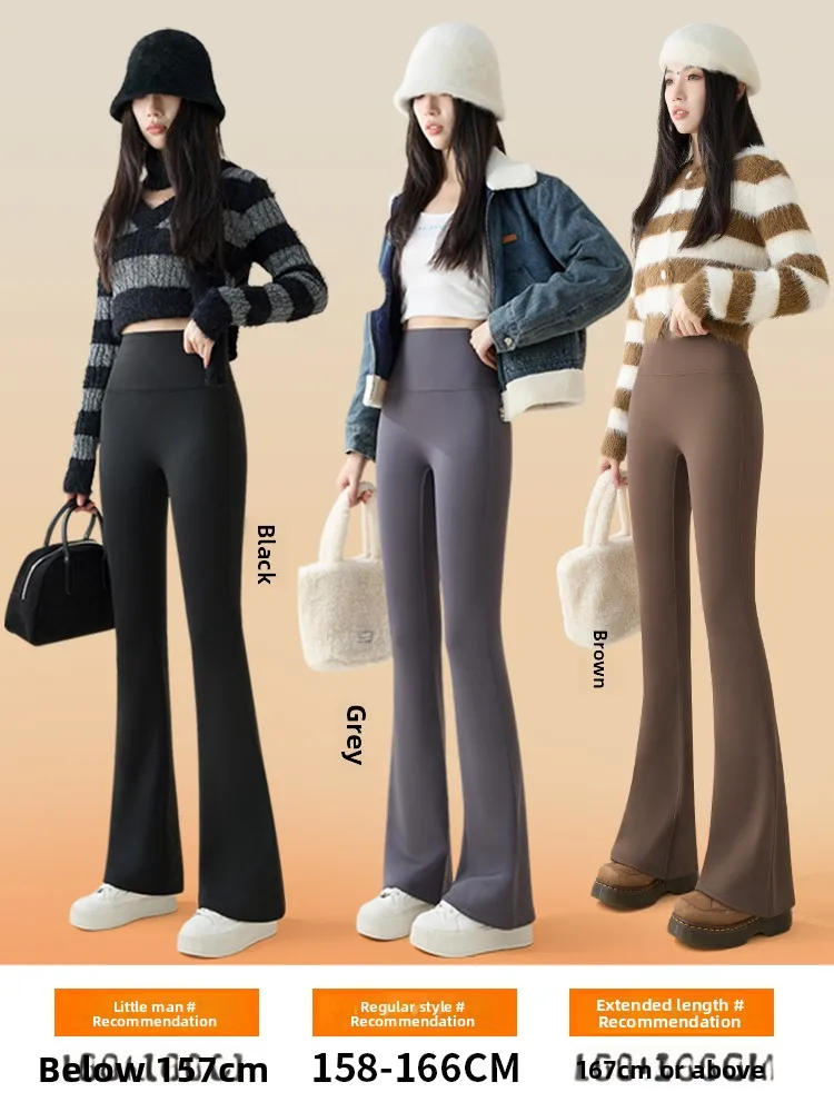 プラスサイズ ハイウエスト フィットネス ヨガパンツ レディース 秋冬 ベルボトムパンツ スリム 暖かい カジュアル ナイロン スパンデックス