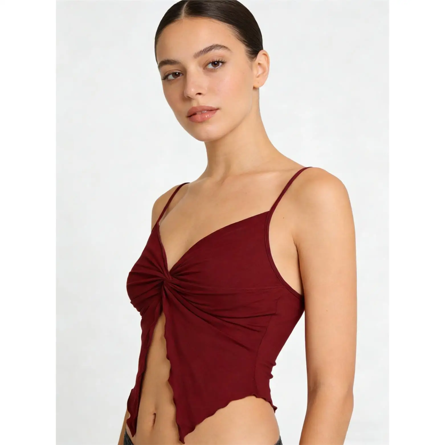 Cross-Border Women's Sexy Girl Top Outerwear  Knot Belted Pink Strap Vest Women's Fashion City Walk Short A-Line Vest