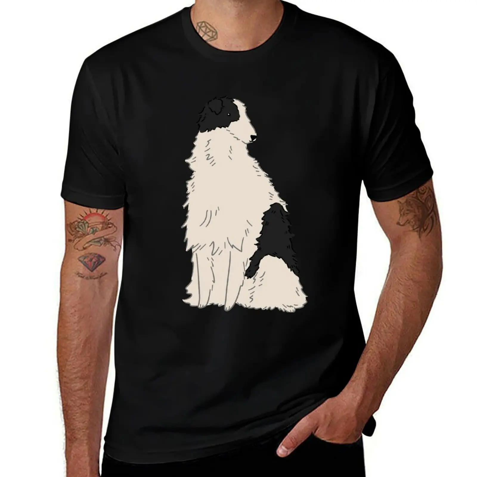 

Black and White Borzoi T-Shirt t shirts with prints cotton t shirt pack T-Shirt