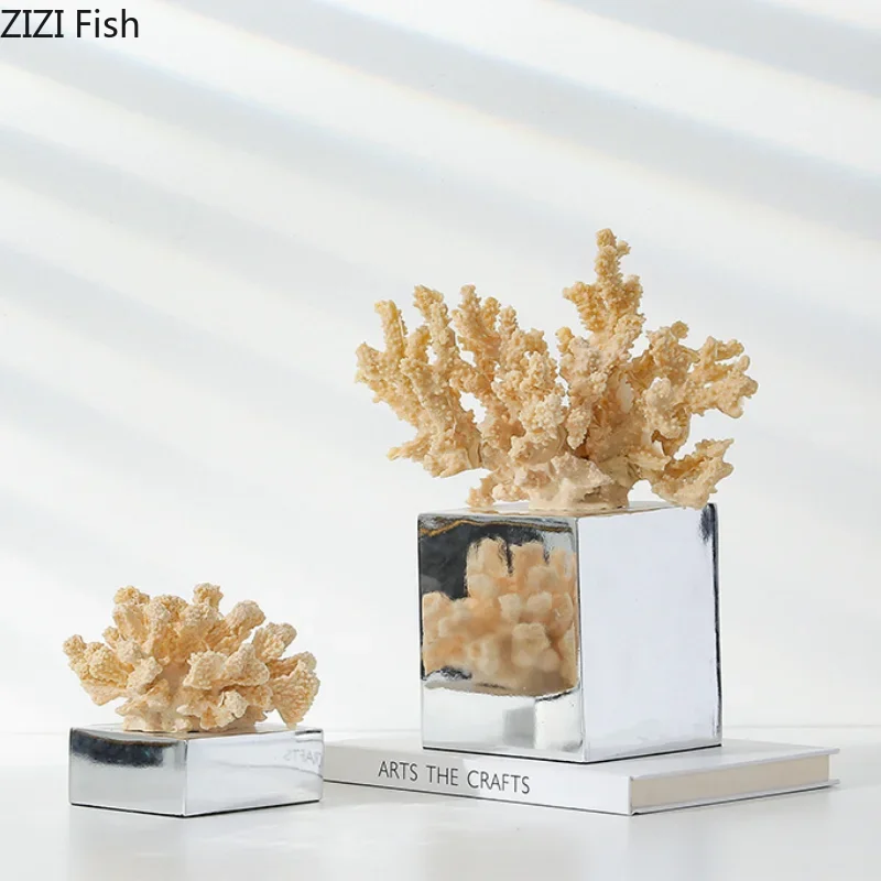 Ocean Coral Sculpture Statue Resin Ornaments Living Room Furnishings Exhibits Model Home Accessories Decoration Crafts