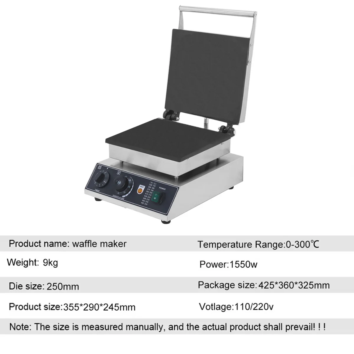 HPH2O Electric Egg Roll Machine Waffle Cone Maker Non-stick Coating Ice Cream Machine Square Shape Waffle Machine for Kitchen view 2