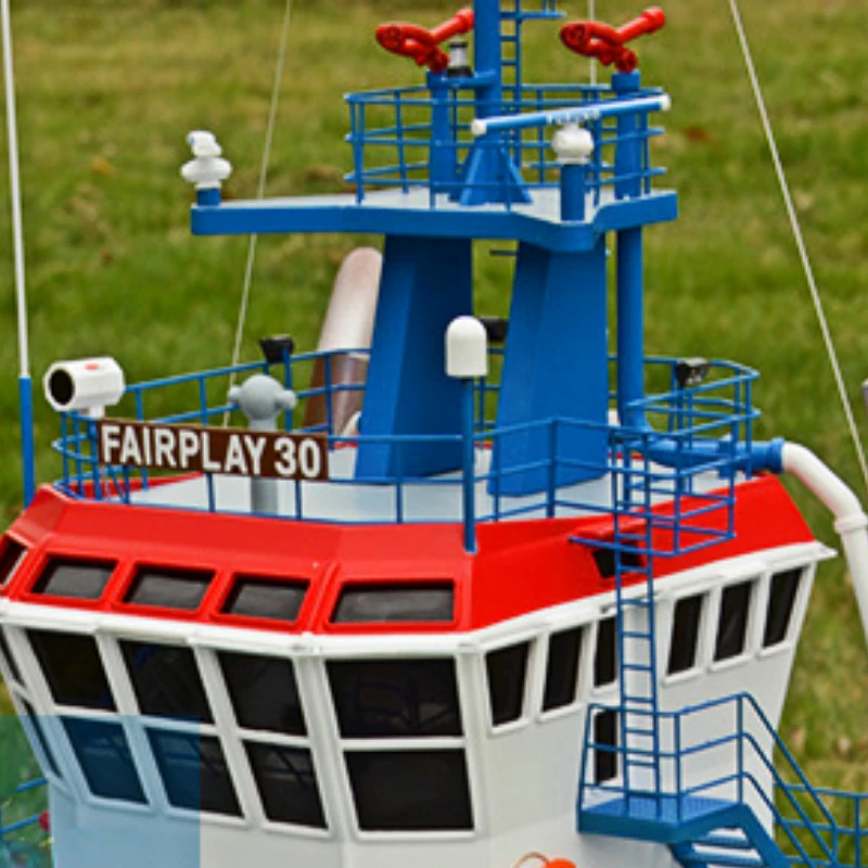 1/50 RC Port Ship Tug Model LED Light Sprinkler Glass Fiber Reinforced Plastic Hull Finished Ship Model