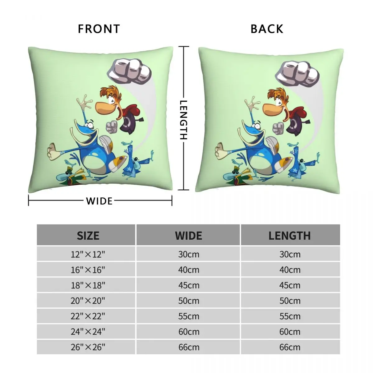 Rayman And Globox Square Pillowcase Polyester Linen Velvet Printed Zip Decor Sofa Seater Cushion Cover Wholesale