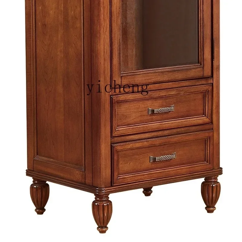 B6 GZ-23  Solid Wood With Door Single Door Wine Cabinet Living Room Display Cabinet Household Side Cabinet Locker