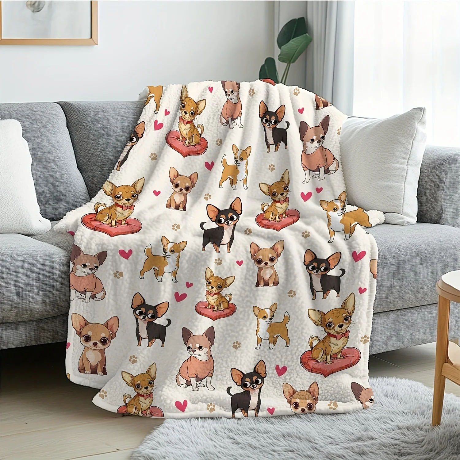 [1 manta para amantes de Chihuahua] manta acogedora de franela suave |   1 regalo para amantes de Chihuahua con lindo diseño