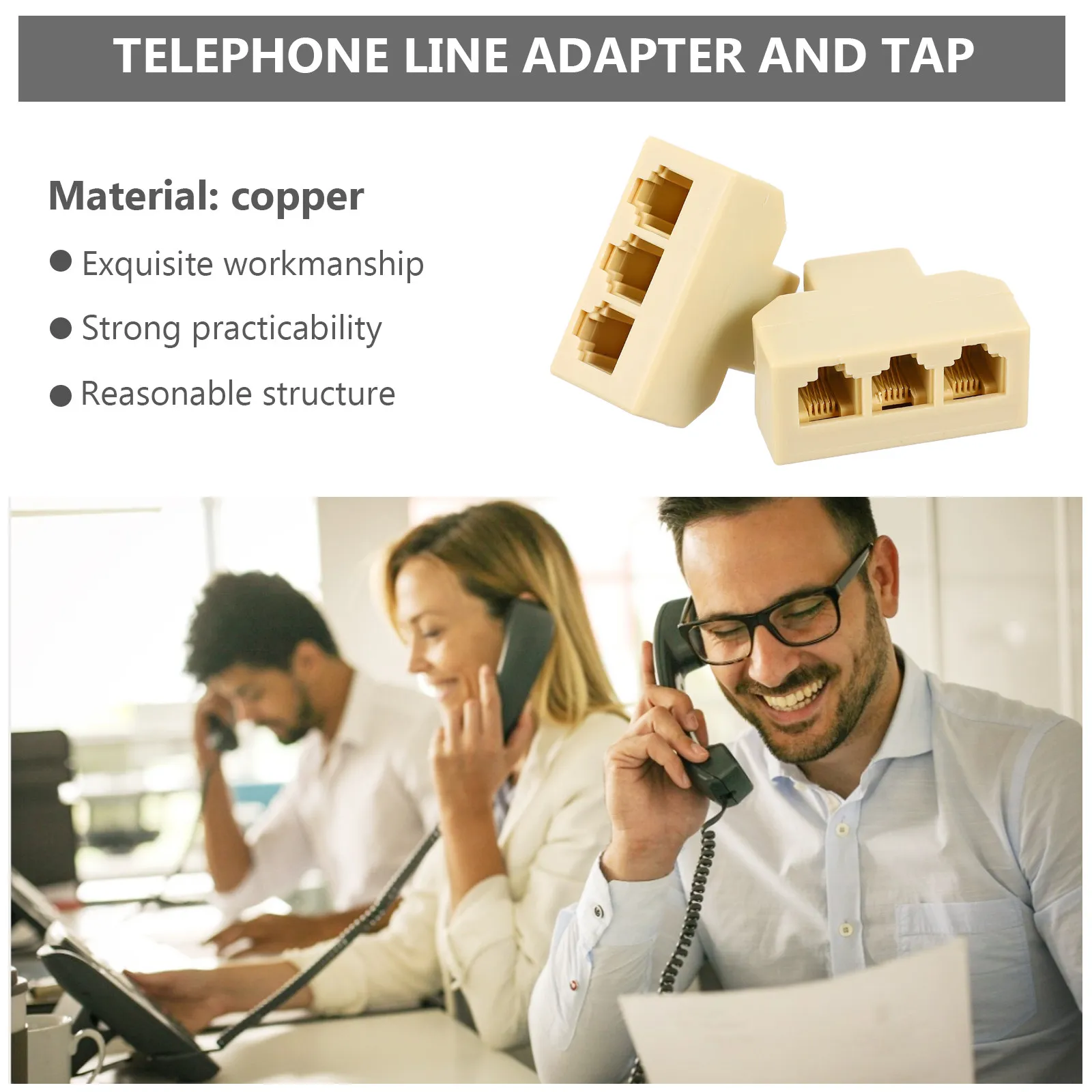 2Pcs Telephone Splitter Rj11 Socket Small Compact Wall Separator Phone Line Adapter for Landline Telephone Convenience Use