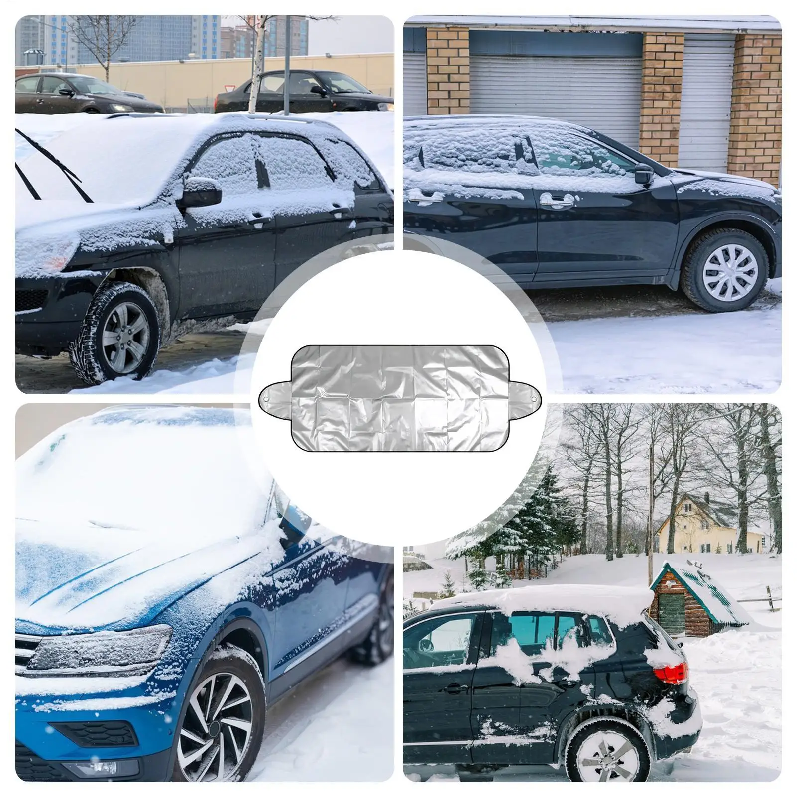 غطاء الثلج للزجاج الأمامي قابل للطي واقي نافذة التجميد 59.06x27.56x0.39 بوصة غطاء ثلج السيارة للتنقل اليومي في الشتاء #3