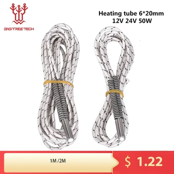 Biqu เครื่องทำความร้อนแบบตลับ6*20มม. 12V 24V 50W ตลับเซรามิกเครื่องทำความร้อน1ม. 2ม. & เครื่องอัดรีด Mendel สำหรับ V6 J-HEAD ชิ้นส่วนเครื่องพิมพ์3D