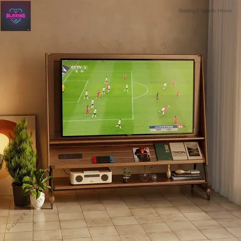 Wooden Nordic Storage Tv Cabinet Wheel Shelf Modern Monitor Stand Cabinet Living Room Mueble Para Televisor House Furniture