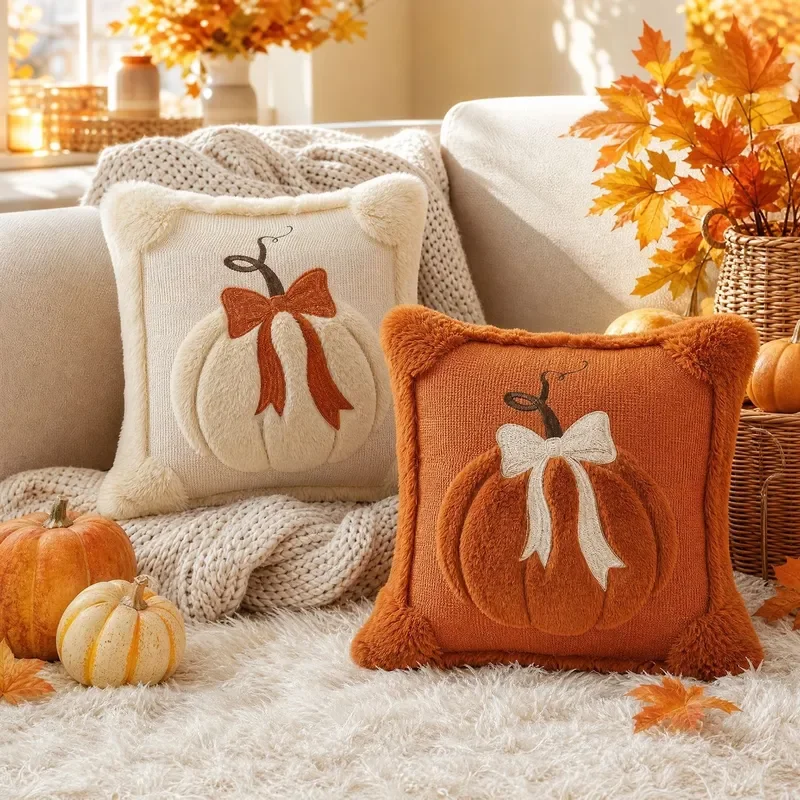 New Heng embroidered pumpkin pillow cover custom Halloween pillow cover Amazon Thanksgiving sofa decorative cushion cover
