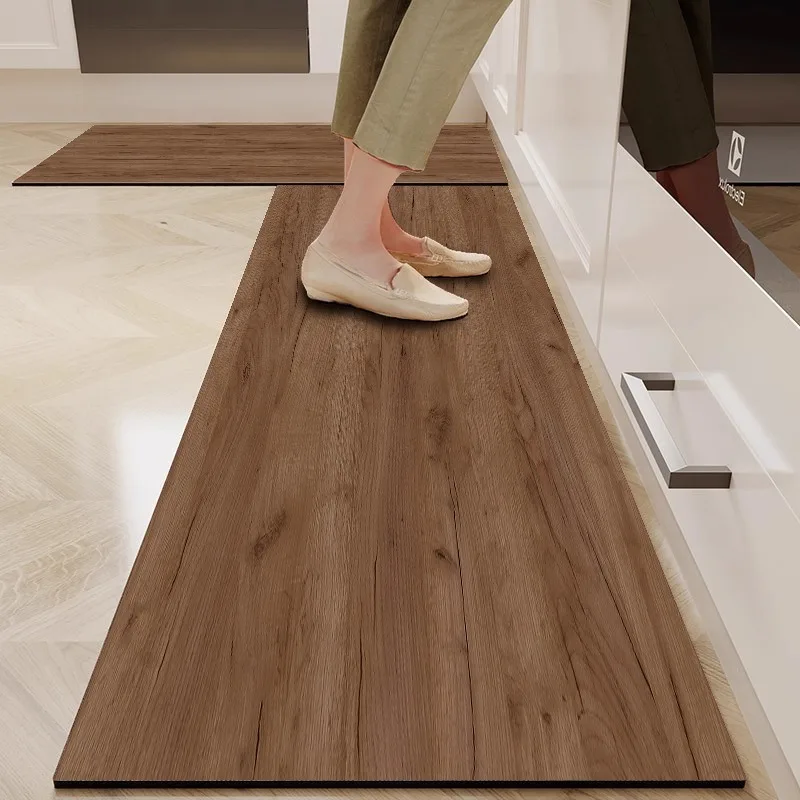 

Kitchen Floor Mat Simple Wood Grain Oil-proof Waterproof Carpet PVC Leather Home Scratch-resistant Wear-resistant Rug Alfombra